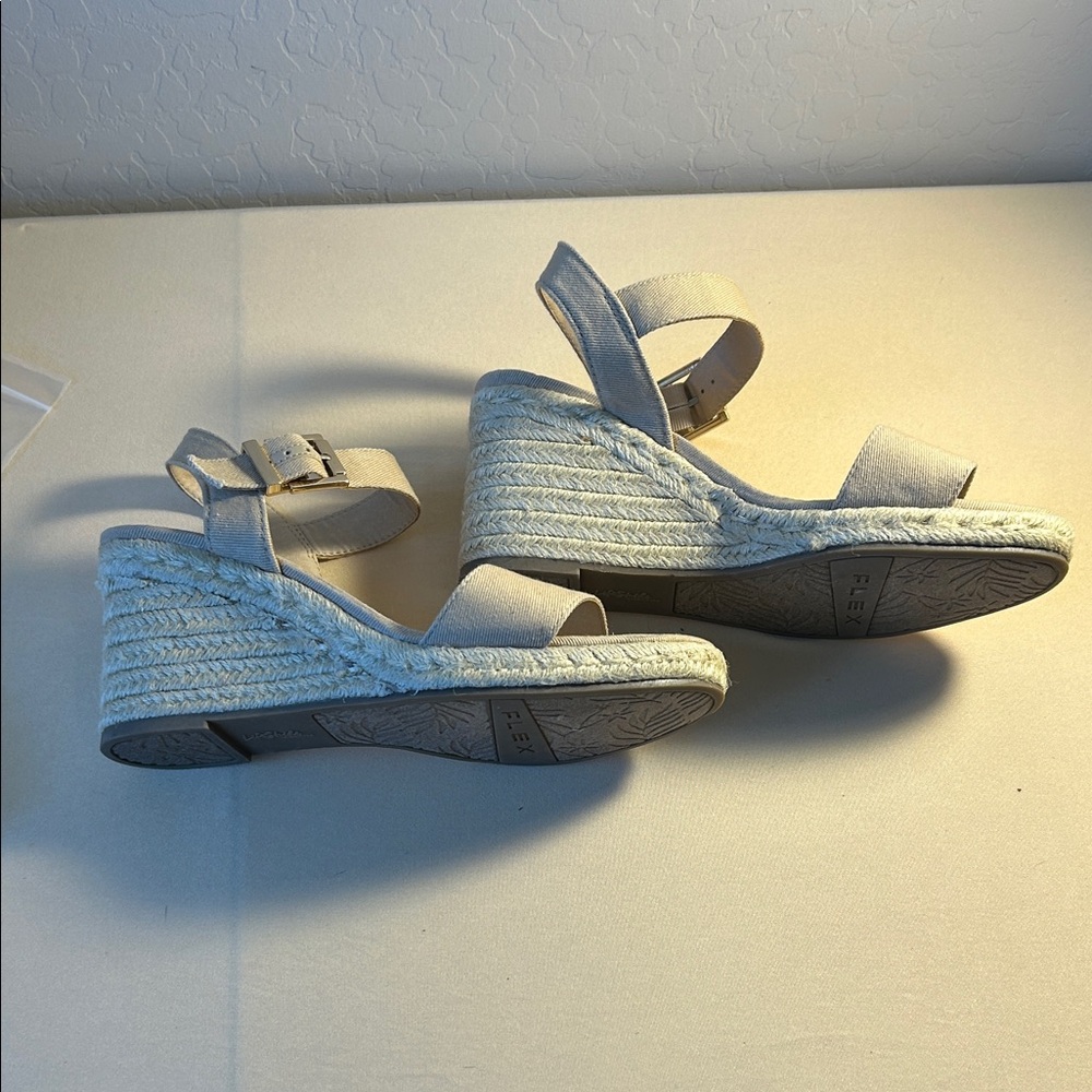 Life Stride Beige Canvas Wedge Sandals - Picture 2 of 3